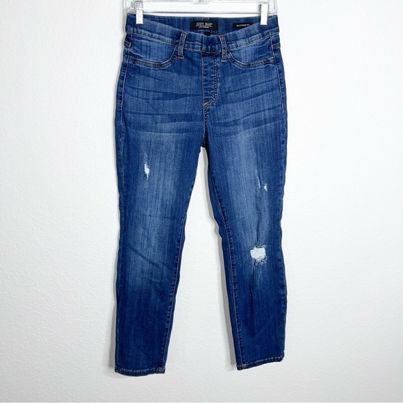 JUDY BLUE Boyfriend Fit Jeans Women's 9/29 Stretch Denim Distressed Pull on CL - Picture 1 of 9
